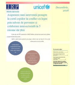 Buletin informativ pentru luna decembrie în cadrul proiectului „Asigurarea unei intervenții prompte în cazul copiilor în conflict cu legea prin măsuri de prevenire și colaborare intersectorială în 5 raioane ale țării”
